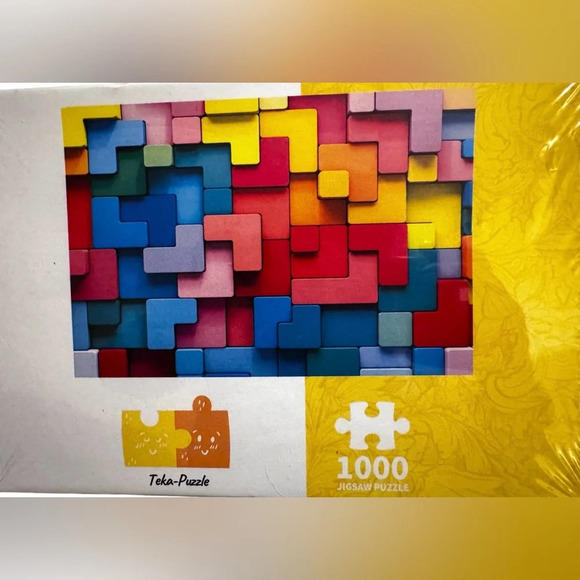 NEW Puzzle 1000 pieces, rainbow Tetris jigsaw puzzle, gift, geometric, colorful - Picture 3 of 4